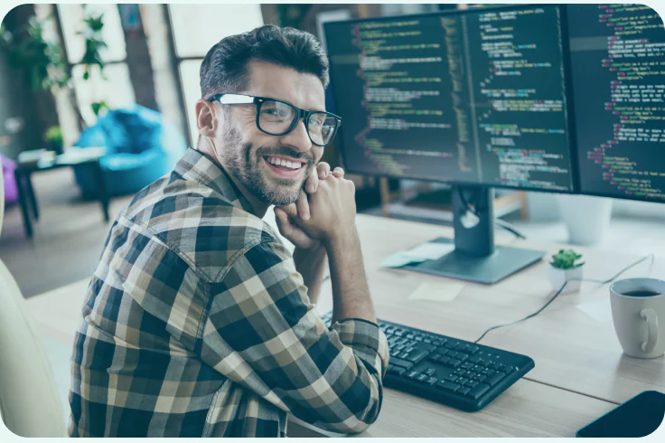 Tech guy with computer